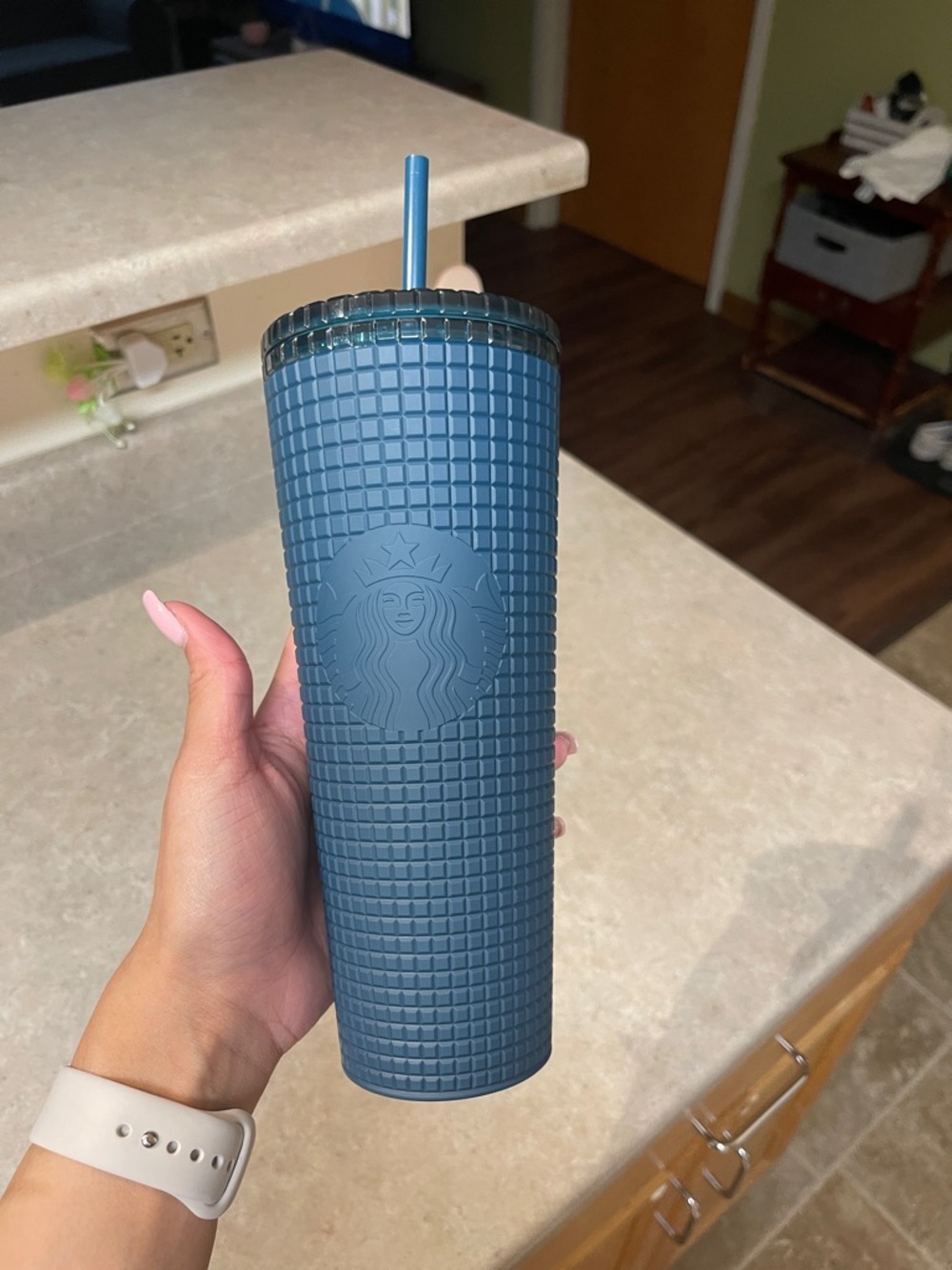 Starbucks Matte Teal Blue Studded Tumbler with Straw